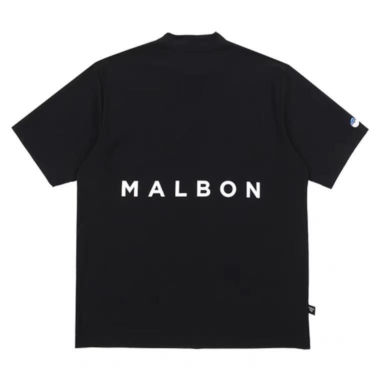 New MALBON golf malbon Golf golf high collar quick-drying sports breathable short-sleeved Light solid color bucket hat printed t-shirt