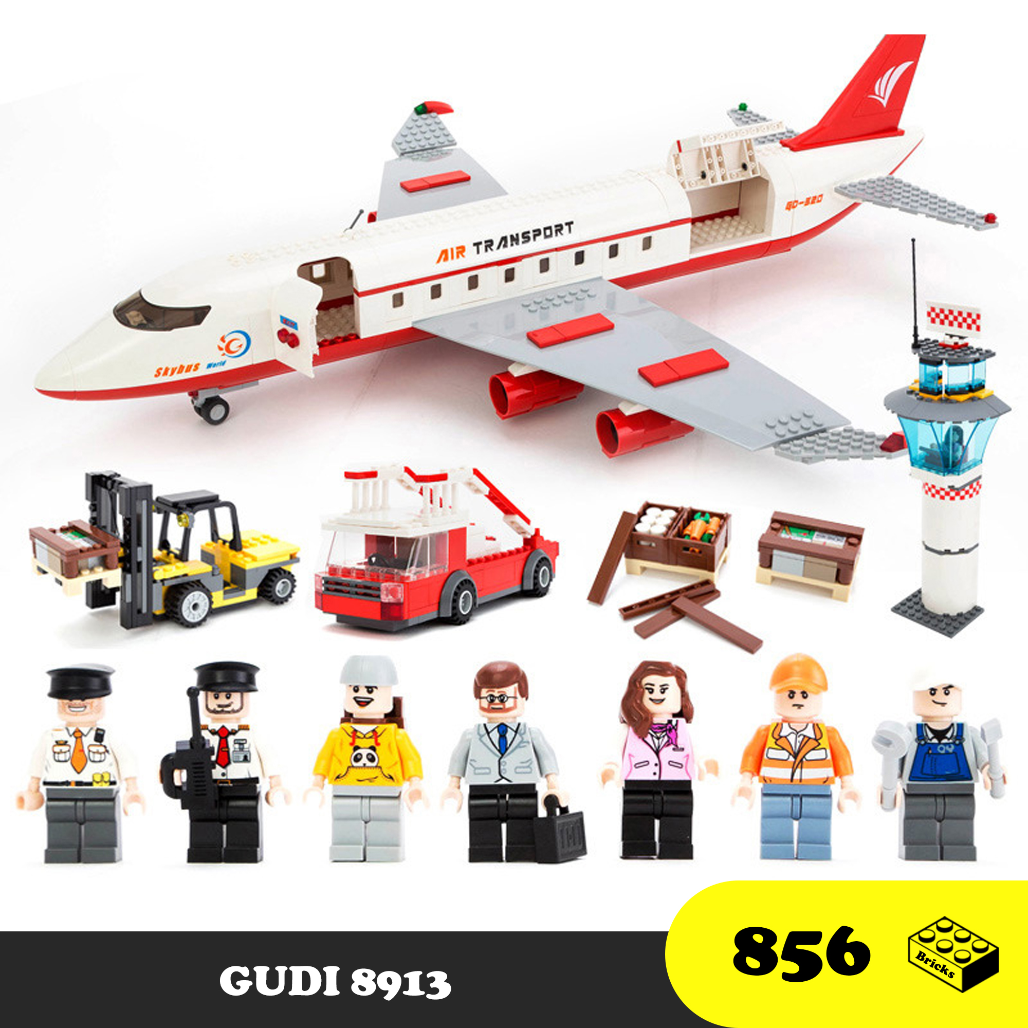 Lego Gudi 8913 Lắp ráp máy bay du lịch và cảng hàng không - Lego Air Transport GUDI 8913 - Đồ chơi Lego trí tuệ