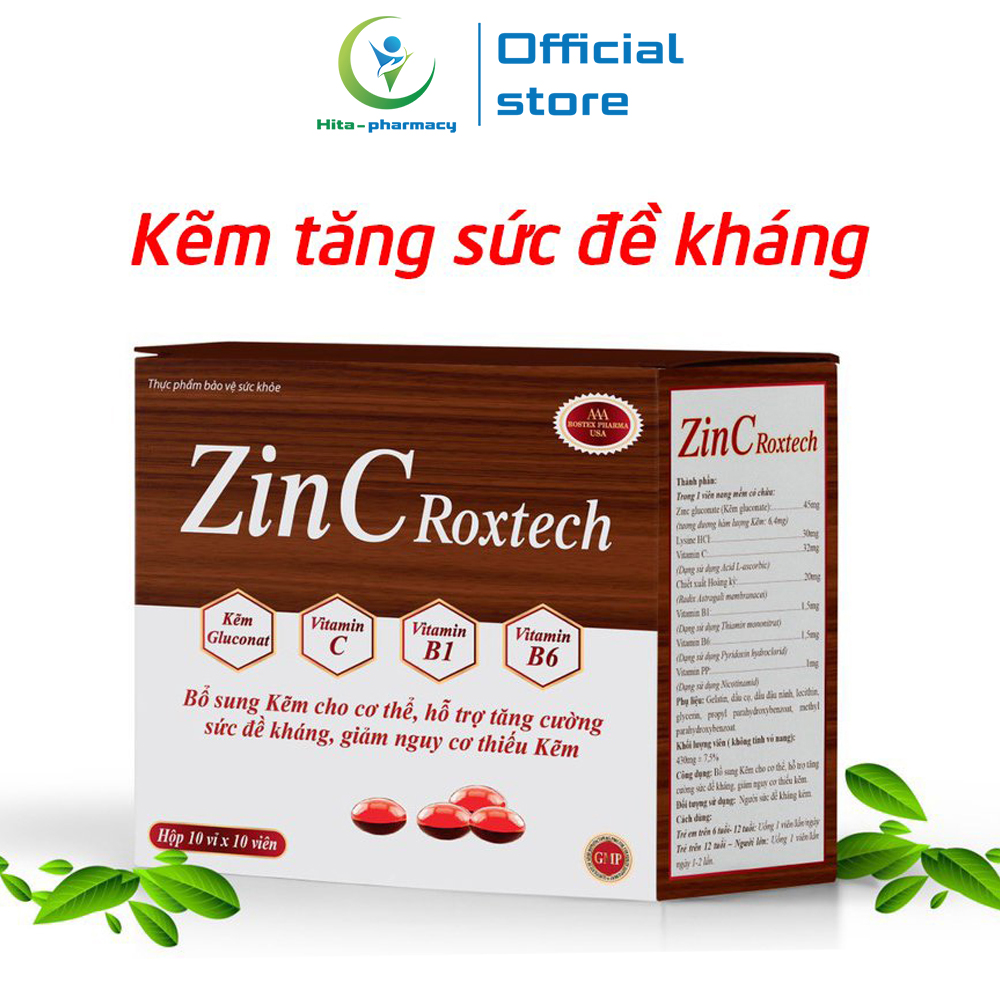 Viên uống bổ sung kẽm giúp tăng sức đề kháng cho cơ thể ZinC Roxtech