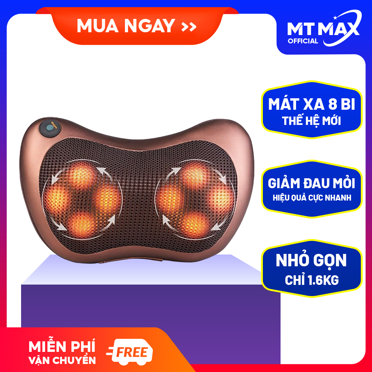 Gối massage cổ vai gáy hồng ngoại 8 bi, Gối massage hồng ngoại, Máy massage 8 bi hồng ngoại cao cấp, Máy massage cổ vai gáy, Máy massage toàn thân