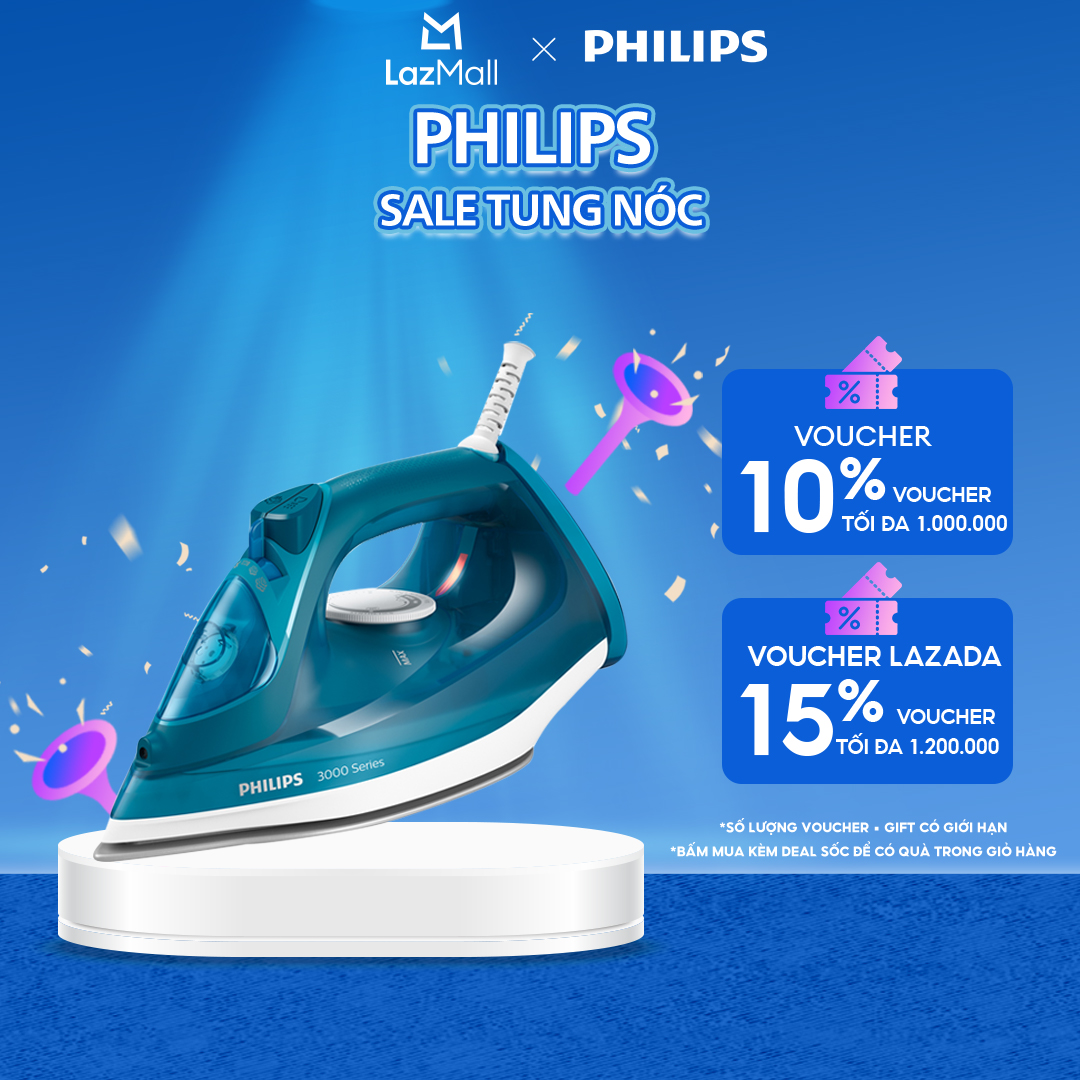 Bàn Ủi Hơi Nước Philips DST3040/70-Công Suất 2600W-Hơi Phun Mạnh Mẽ Ủi Phẳng Mọi Nếp Nhăn-Hàng Phân Phối Chính Hãng