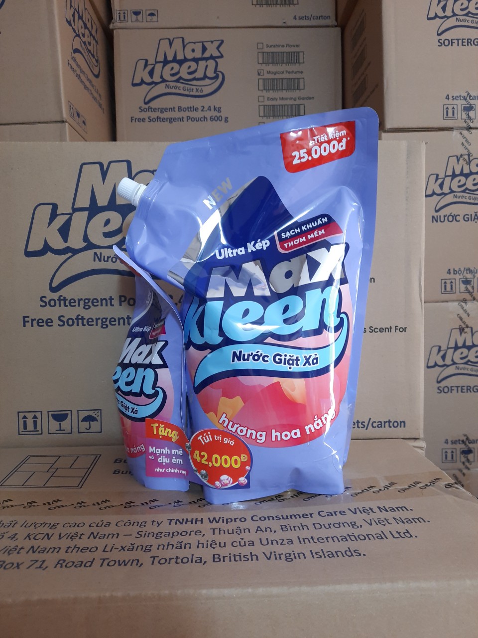 [HCM]Túi nước giặt xả Maxkleen hương hoa nắng 2.4kg tặng túi 600g