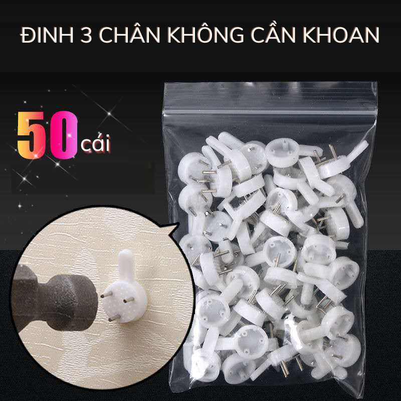 Combo 50/30/10 đinh 3 chân không cần khoan tường