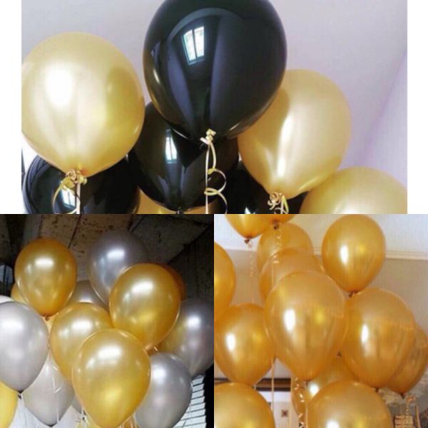 50 Cái Bong Bóng Nhũ Vàng, Bạc, Đen, Trắng, Đỏ Trang Trí Tiệc 1/6, Đám Cưới - Sinh Nhật - Liên Hoan- Đầy Tháng- Thôi Nôi, Trung Thu... - Khbbnd050