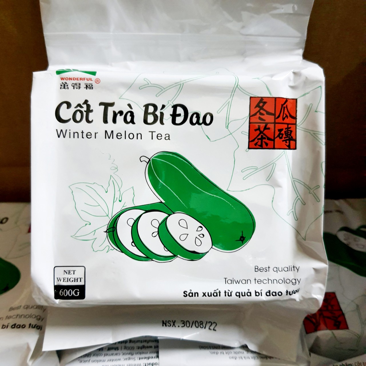 Cốt trà bí đao wonderful 600gr pha trà bí đao rõ vị, ngon, trọng lượng mới lớn hơn