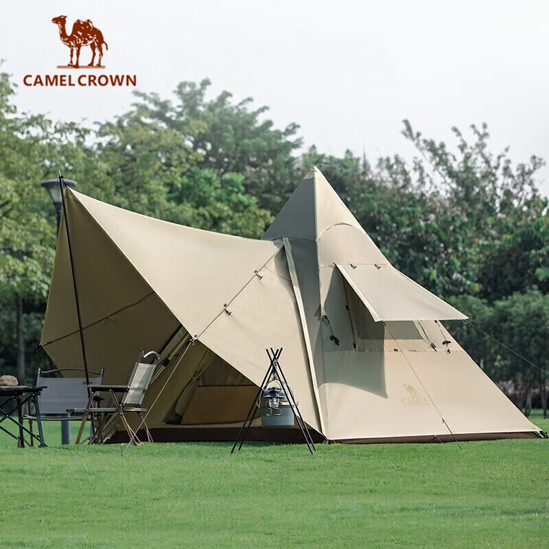 CAMEL CROWN 5-6 People Outdoor Tent Indian Portable Rainproof Sunscreen Folding Automatic Pyramid Exquisite Camping Tent