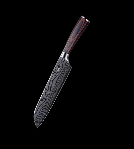 Dao nhà bếp thái thịt Inox - tay cầm gỗ hoa văn SSGP - 34cm