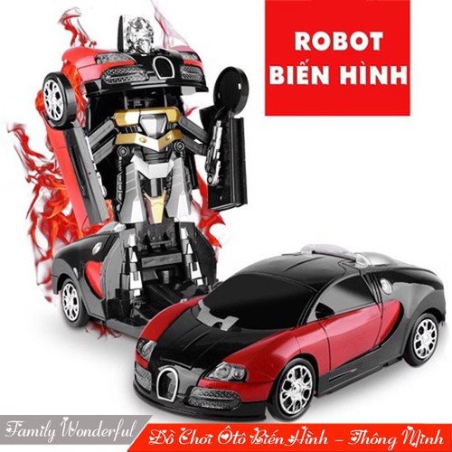 Ô tô biến hình thành rô bốt Đồ chơi trẻ em Robot Transformer xe chạy pin có nhạc (Màu ngẫu nhiên)