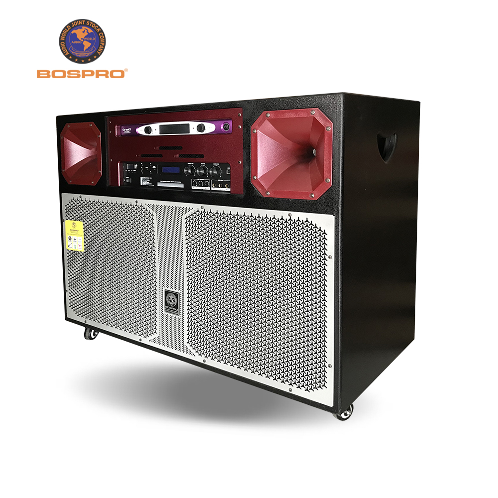 [Trả góp 0%]XẢ Lỗ - LOA KÉO CÔNG SUẤT LỚN Dàn Karaoke sân khấu ngoài trời Loa kéo Điện BOSPRO PRO-7979 Bass đôi 4 tấc Đẩy Liền Vang Số 2 Micro Không Dây Uhf Cao Cấp