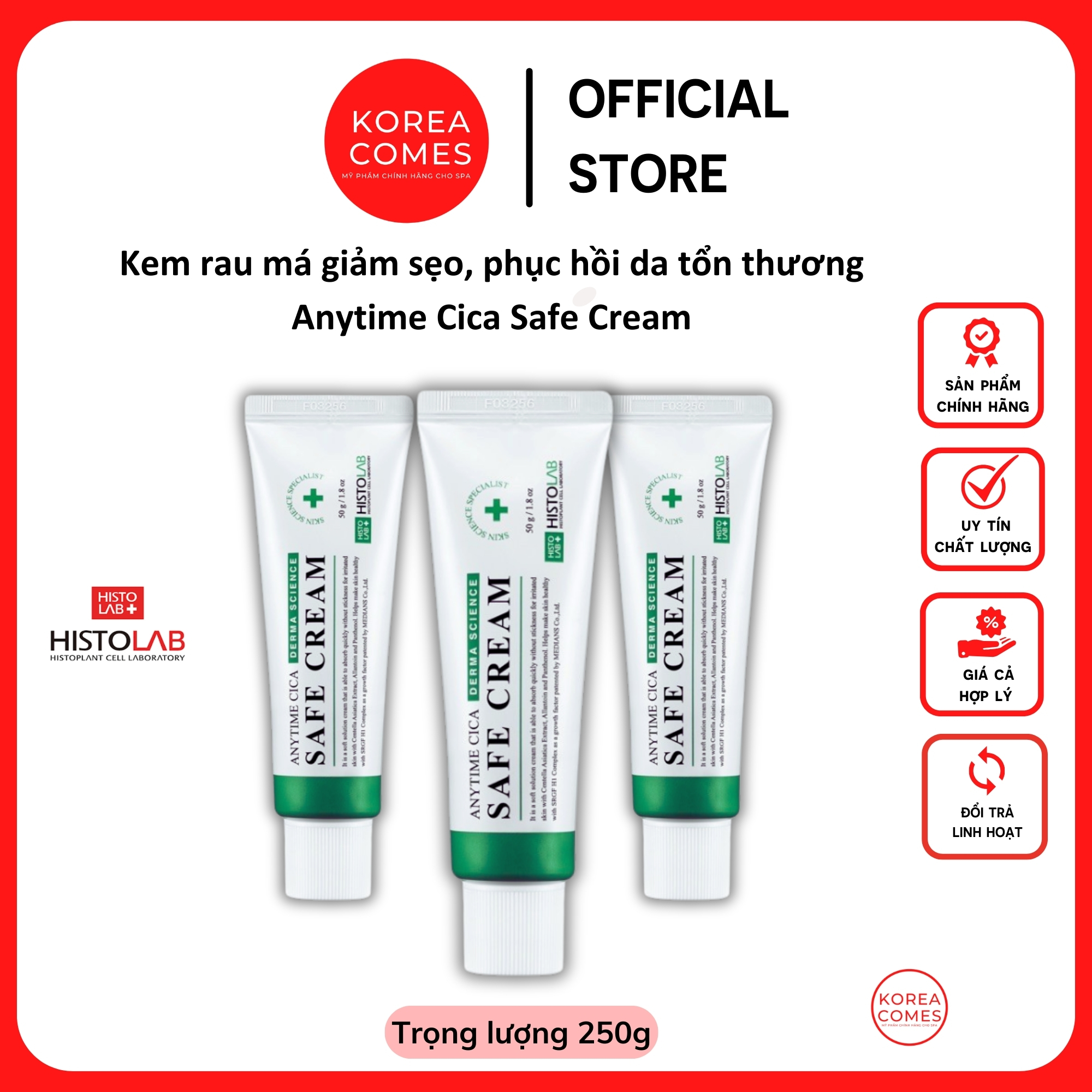 Kem rau má Anytime Cica Safe Cream - Histolab Chính hãng Hàn Quốc | Korea Comes