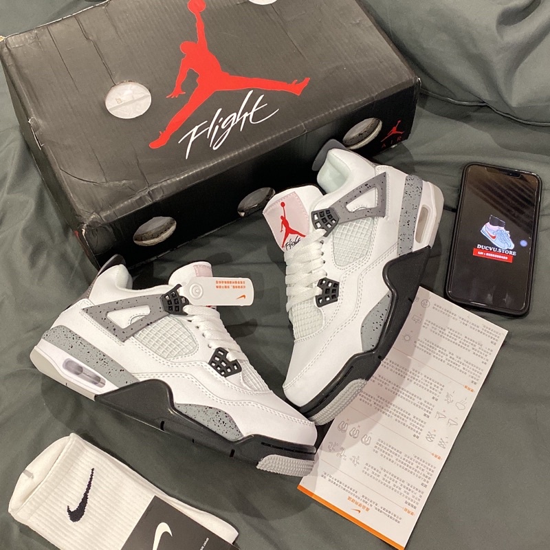 Giày jd4 retro white gray sc