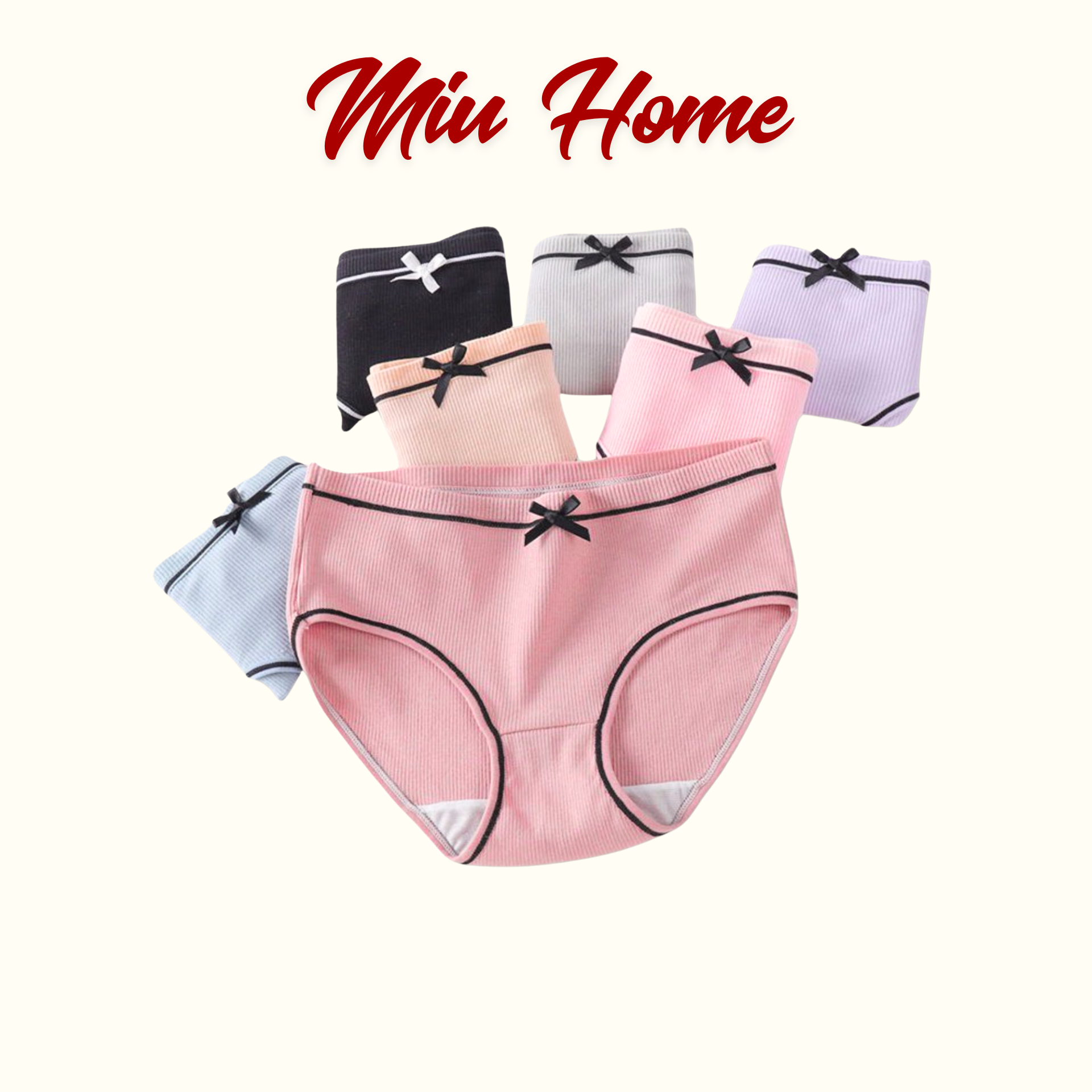 Set 10 quần lót nữ MIUHOME cotton gân tăm kháng khuẩn thoáng mát Bigsize