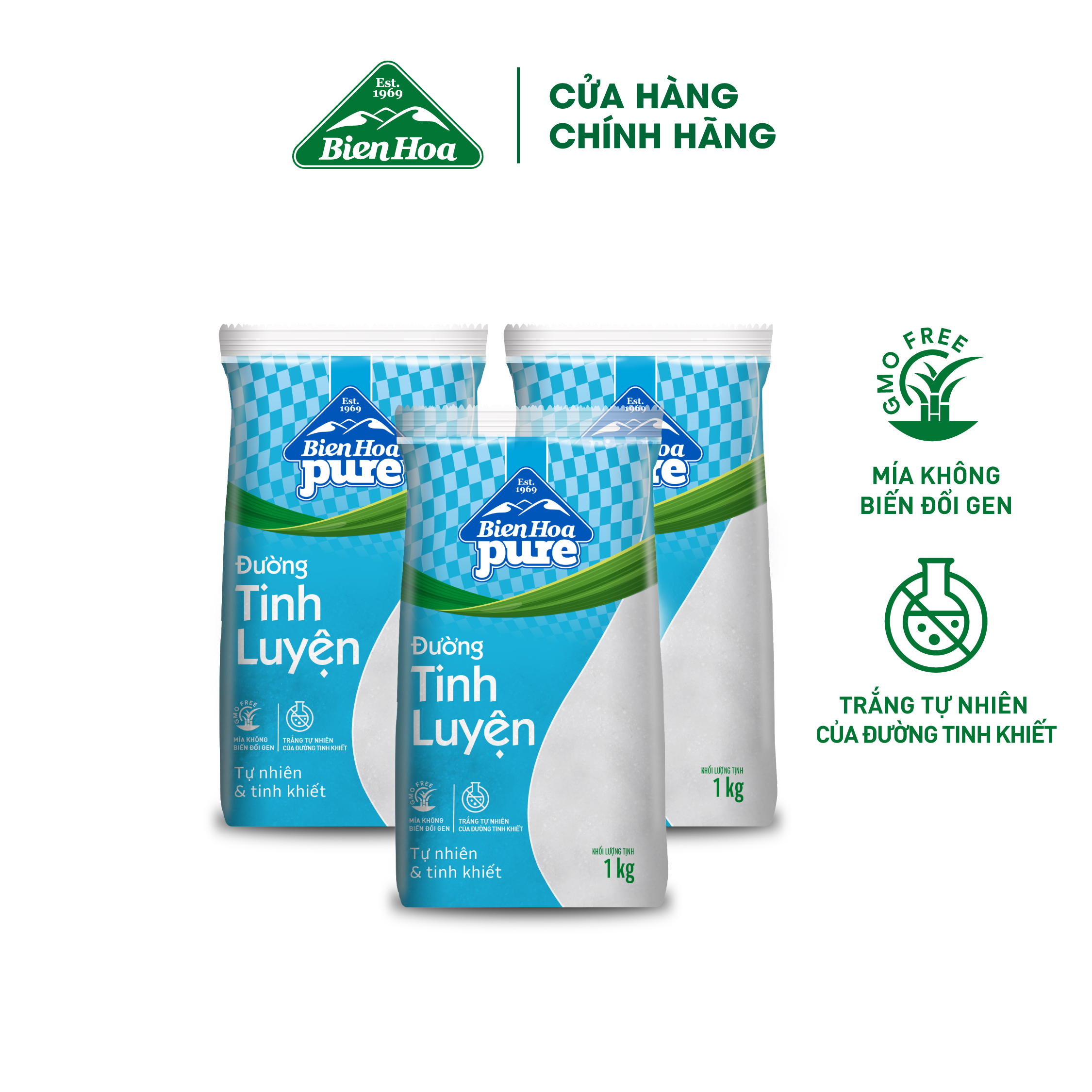 Combo 3 Túi Ðường Tinh Luyện Biên Hòa Pure 1kg/Túi