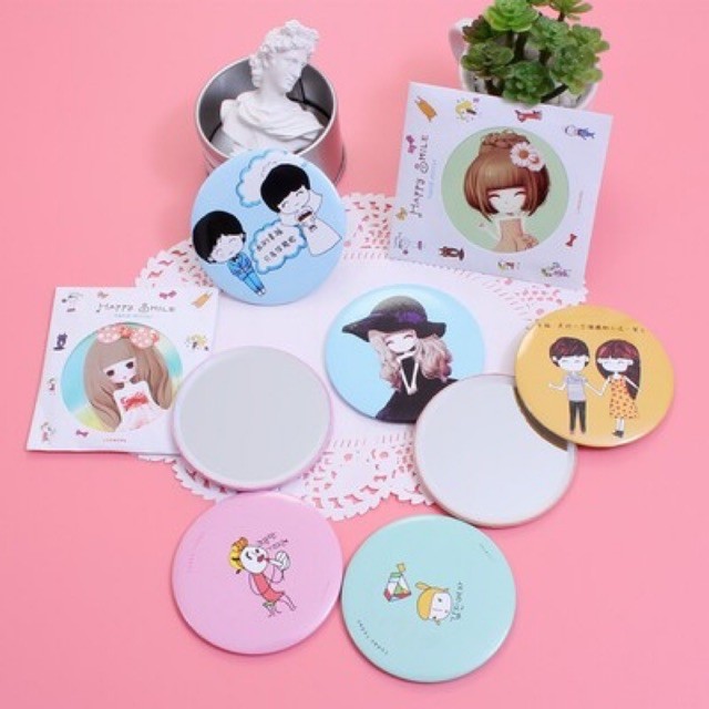 Combo 3 cái gương tròn mini dễ thương Hàn Quốc Loại I