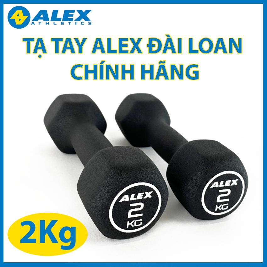 ẢNH THẬT & VIDEO Bộ Tạ Tay Lục Giác ALEX Cao Cấp 2Kg, Lõi Gang Đặc Bọc Cao Su Nhám Màu Đen, Tập Gym Yoga Tại Nhà, Chống Trơn Trượt (Tổng 4Kg)
