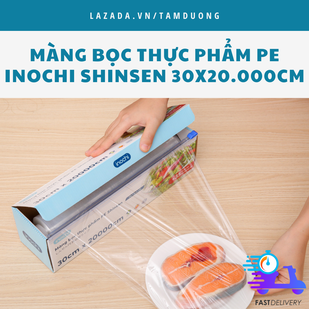 Màng bọc thực phẩm PE Inochi 30x20.000cm (không chứa DEHA và DEHP độc hại) [HCM-Giao hoả tốc 2h]