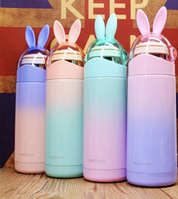 Bình Giữ Nhiệt Tai Thỏ dung tích 350ML màu sắc tươi trẻ