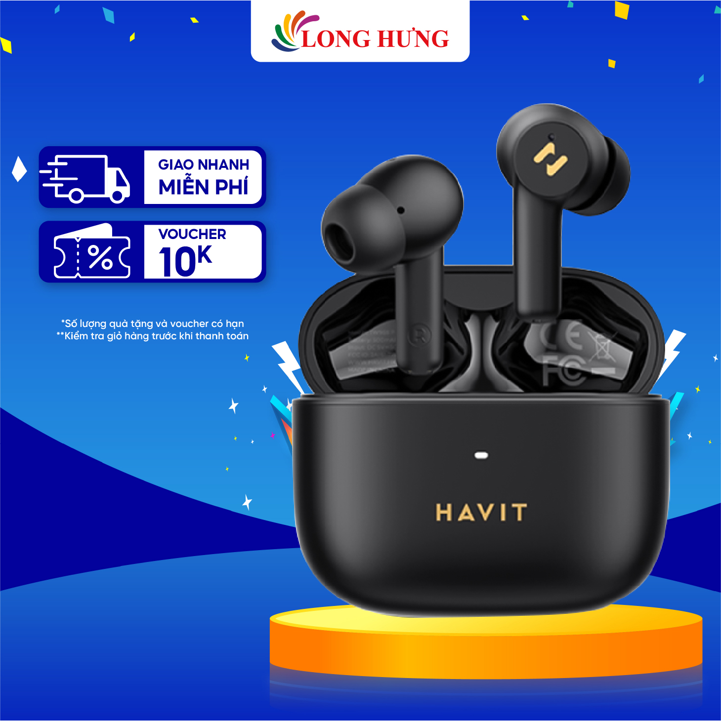 Tai nghe Bluetooth True Wireless Havit TW958 Pro - Hàng chính hãng - Thiết kế đơn giản, công nghệ chống ồn chủ động, màng loa 10mm