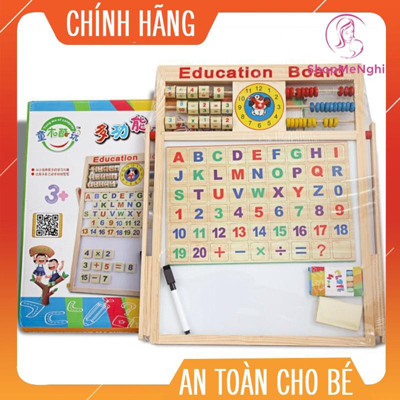 Đồ chơi gỗ, bảng ghép chữ cái và số nam châm 2 mặt bằng gỗ cho bé