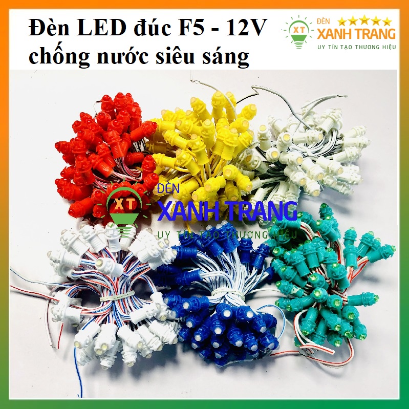 Đèn led đúc F5 12V chống nước trang trí quấn cây ngoài trời màu xanh, trắng, vàng, đỏ, tím hồng