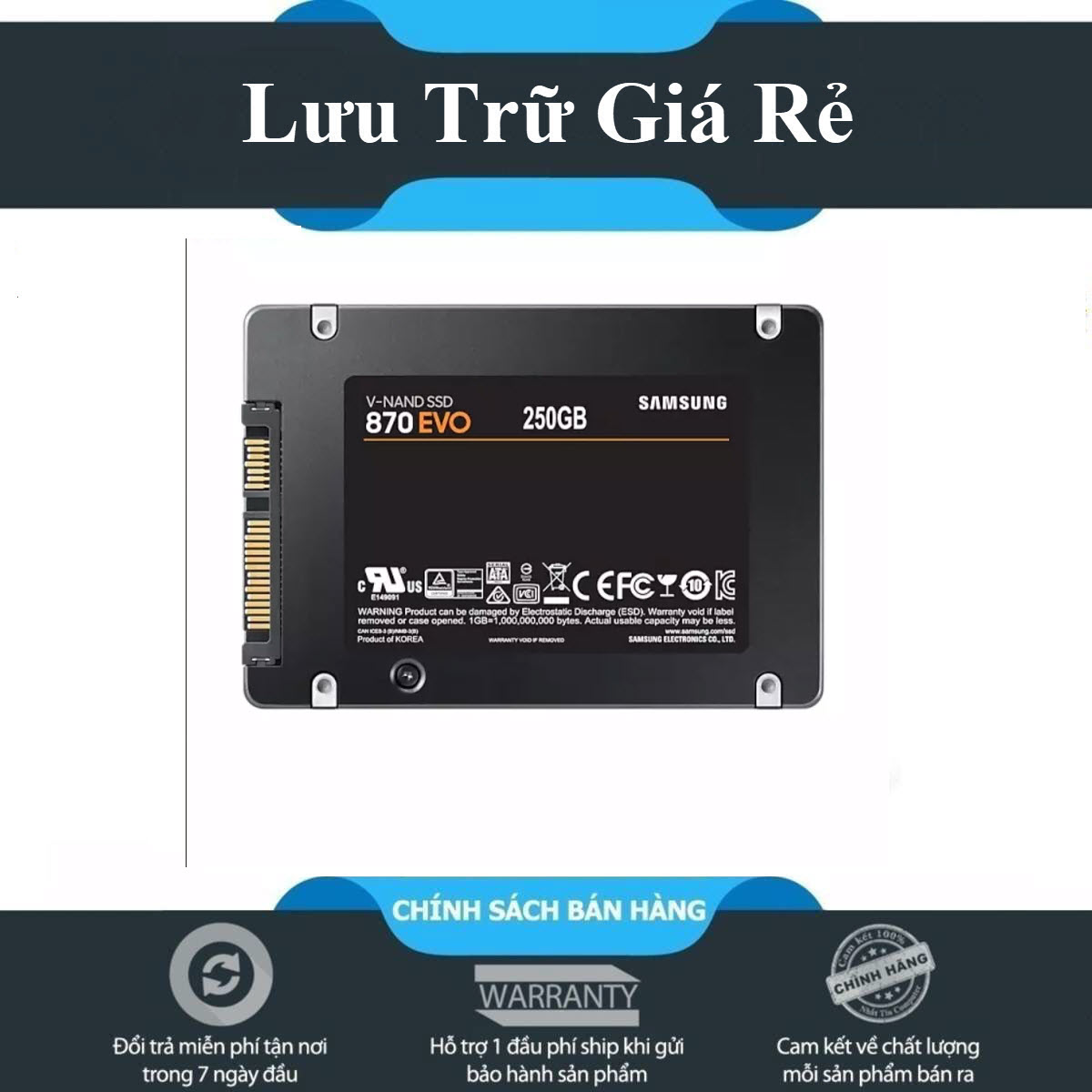[HCM]Ổ Cứng SSD Samsung 870 Evo 250GB 2.5-Inch SATA III MZ-77E250BW - Bảo hành 3 năm
