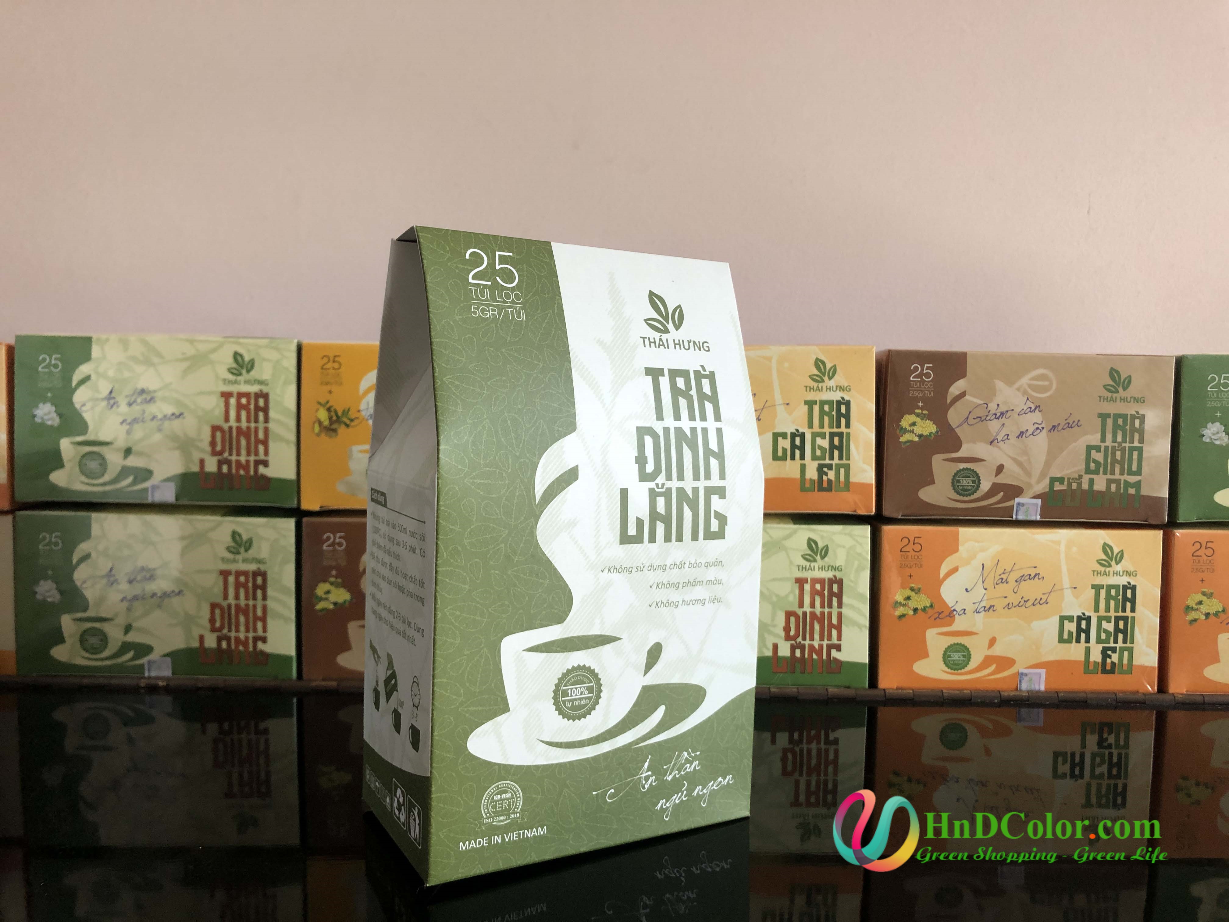 Trà đinh lăng thái hưng trà thảo mộc hộp 25 túi lọc 125gr 100% tự nhiên không chất bảo quản tăng tuần hoàn não giảm đau đầu hoa mắt chóng mặt ù tai giúp ngủ ngon duy trì tăng cường sức khỏe dẻo dai