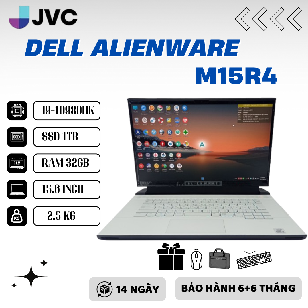 Laptop xách tay cao cấp DELL ALIENWARE M15 R4 Core i9 10th /RTX 3080/15.6 inch Giá 50,000,000 Đồng*Miễn phí vận chuyển