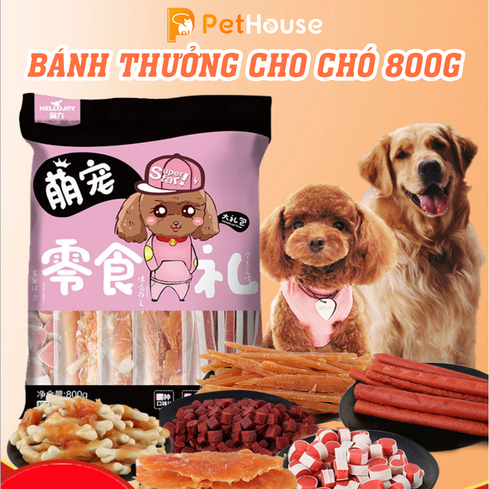 [HCM]Bánh thưởng cho chó mix 8 loại Hello joy (800g)