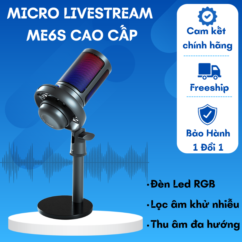 Micro thu âm USB-C ME6S, Micro karaoke có dây cao cấp, Mic thu âm livestream, stream game, video caal, Micro thu âm podcast, video call, thu âm nhạc