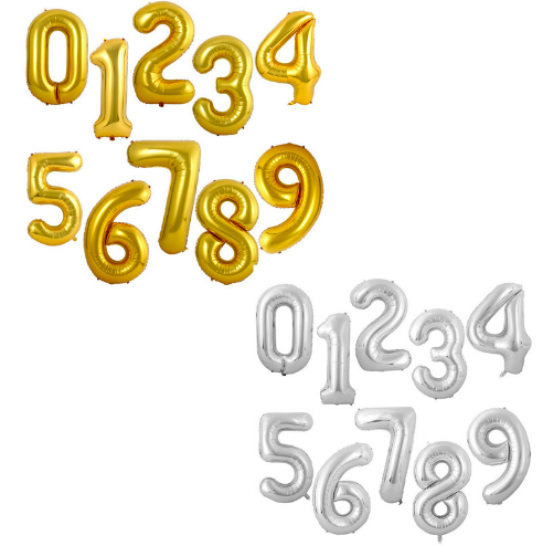 Set bong bóng, bóng bay số tuổi trang trí sinh nhật, màu vàng ánh kim, dày dặn, lớn 70 cm
