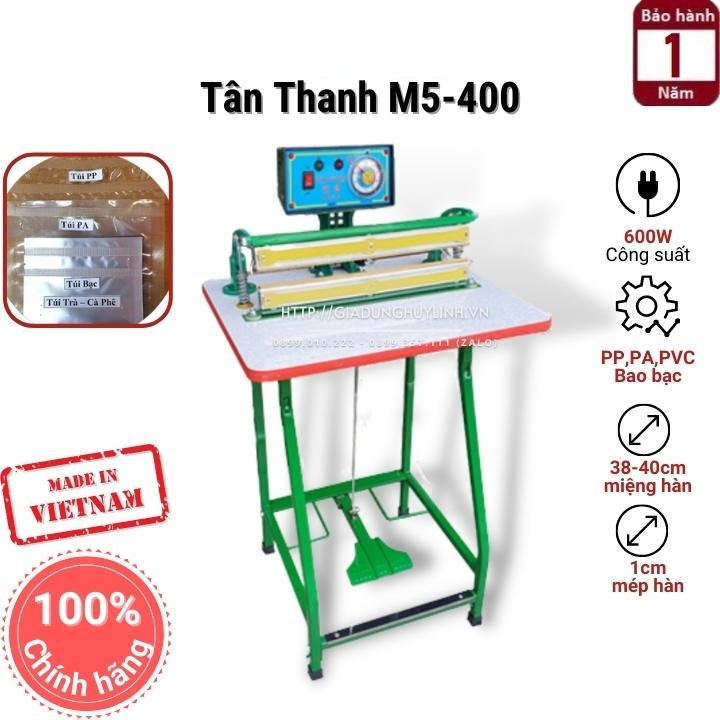 Máy hàn miệng túi dập chân tân thanh m5-400.