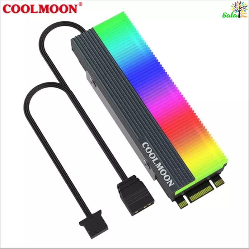 Tản nhiệt SSD m2 2280 Coolmoon Led ARGB Sync main 5v 3Pin Sync Hub Coolmoon