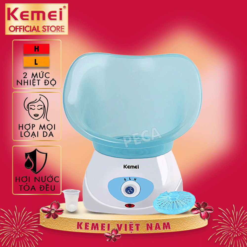  Máy xông hơi mặt 2 mức chỉnh nhiệt KEMEI KM-6080 chăm sóc da an toàn phù hợp cho mọi loại da hỗ trợ trị mụn hiệu quả - Hàng chính hãng 