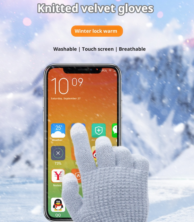 aomulei Shortened title  Outdoor Unisex Thickened Knitted Gloves cold gloves