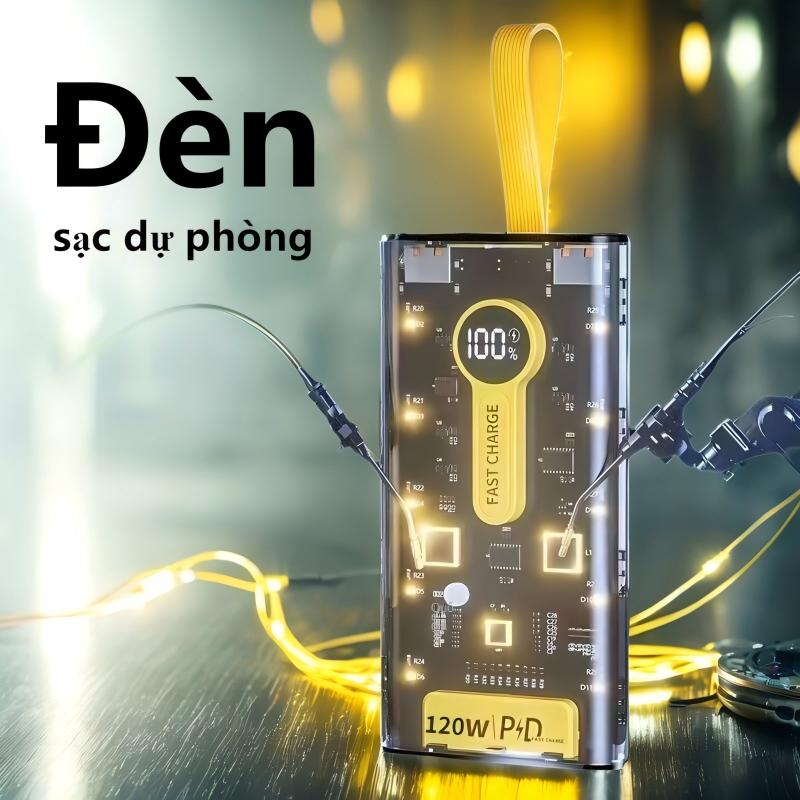 Pin sự Sạc Dự Phòng trong suốt sạc nhanh 50.000MAH đèn sạc nhiều thiết bị dung lượng 80000mah lớn new có 4 dây