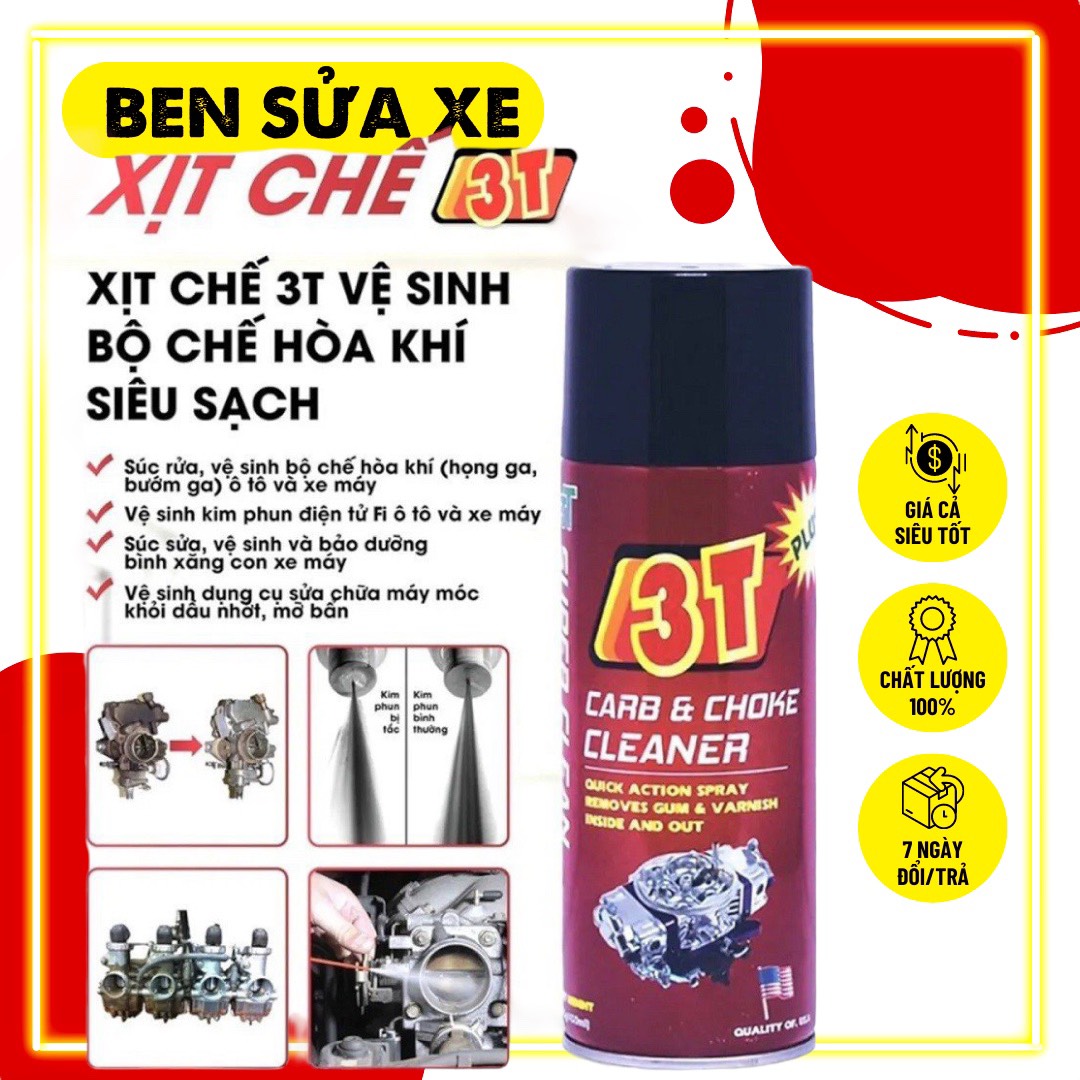 Chai xit chế tẩy gỉ sét , xúc kim phun xịt họng ga chế hòa khí 3T 450ml