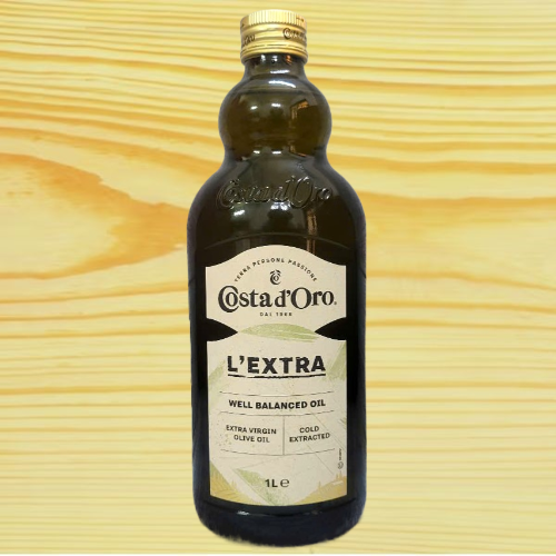 CHAI LỚN L’EXTRA 1 Lít DẦU Ô LIU NGUYÊN CHẤT ÉP LẠNH ITALIA COSTA D’ORO Extra Virgin Olive Oil