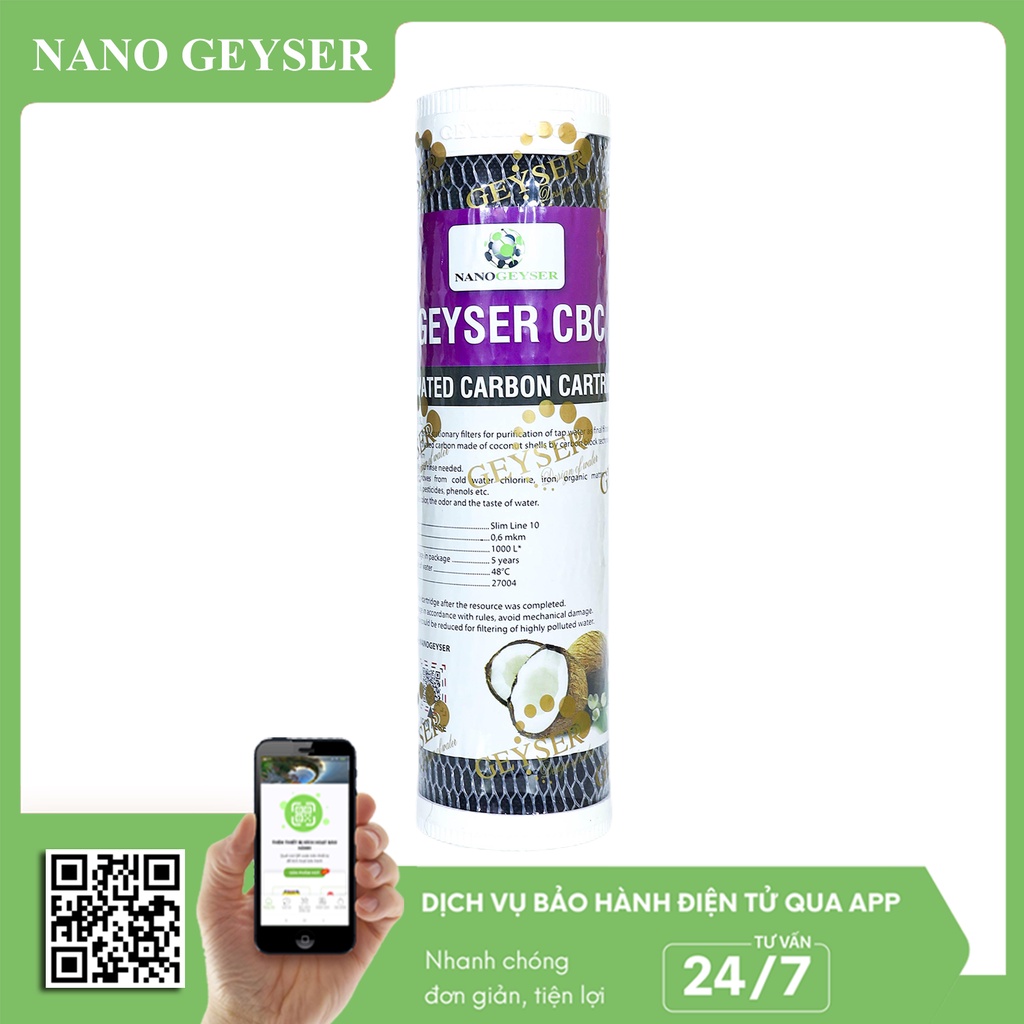 Lõi lọc nước số 3 máy geyser ecotar, lõi cbc, dùng cho máy geyser eco max, crystal, ecotar 2, ecotar 3, ecotar 5, ecota