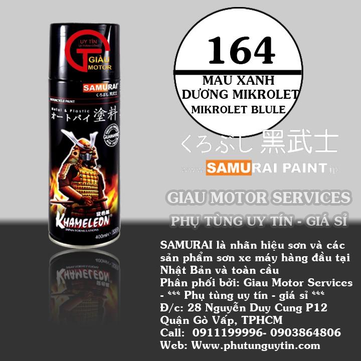 Chai sơn xịt sơn xe máy Samurai 164 màu xanh dương Mikrolet