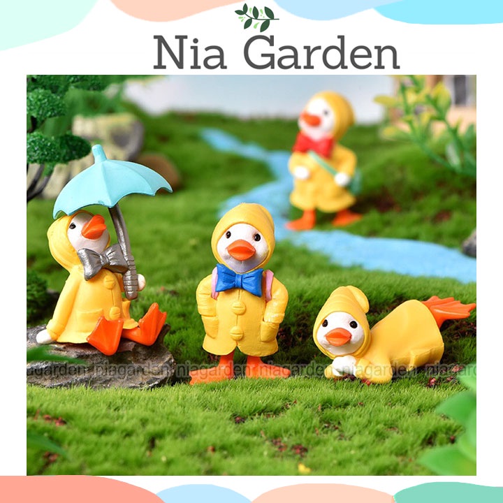 Mô hình tiểu cảnh vịt mini trang trí vườn chậu cây Nia Garden N5