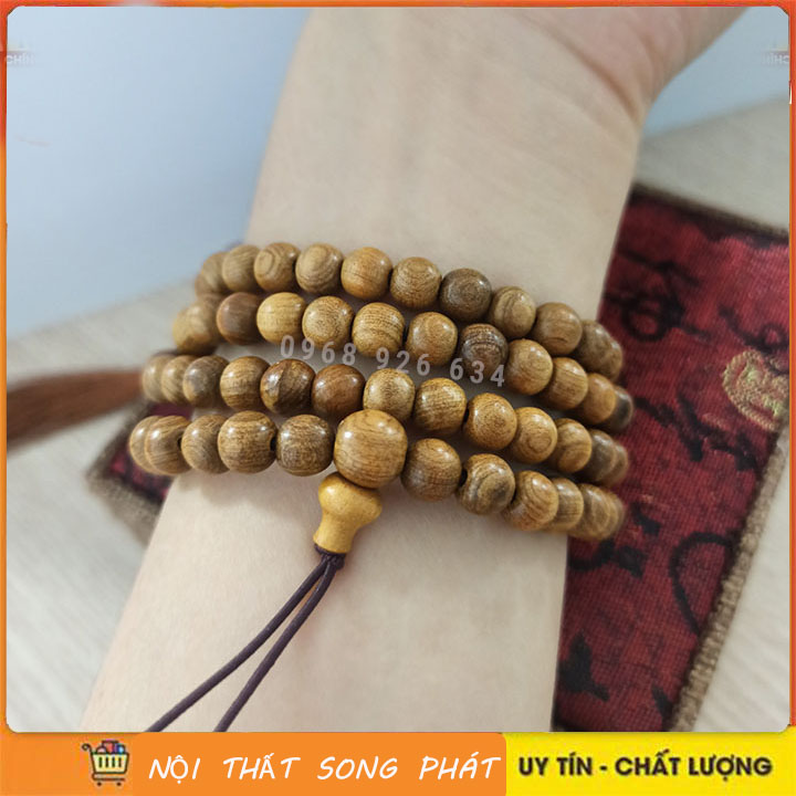 Vòng phong thủy - Vòng quấn tay gỗ bách xanh 108 hạt 6ly