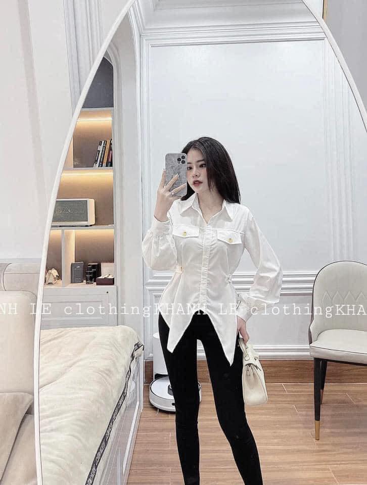 Lyn’s house : áo sơ mi dài tay cổ trụ mặc đi chơi, đi làm đều xinh 💄💄💄