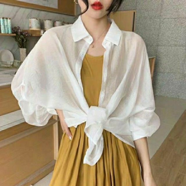Áo khoác đi biển voan cột eo nhẹ nhàng dễ phối đồ ab5