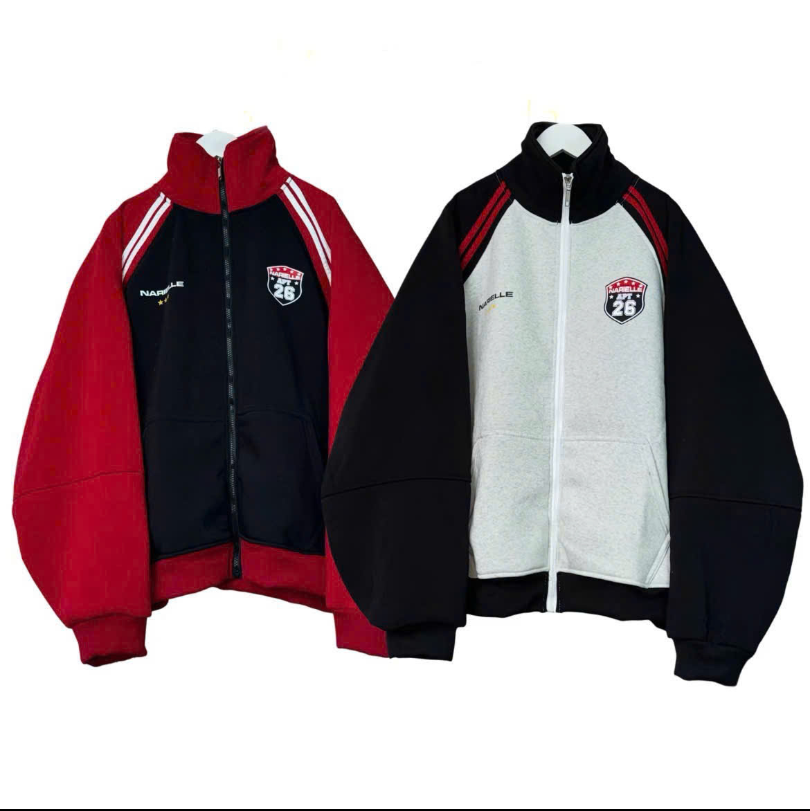  Áo khoác nỉ cổ trụ nam nữ in nổi logo 26 form rộng phối sọc tay siêu dày dặn mặc đi học  hằng ngày 