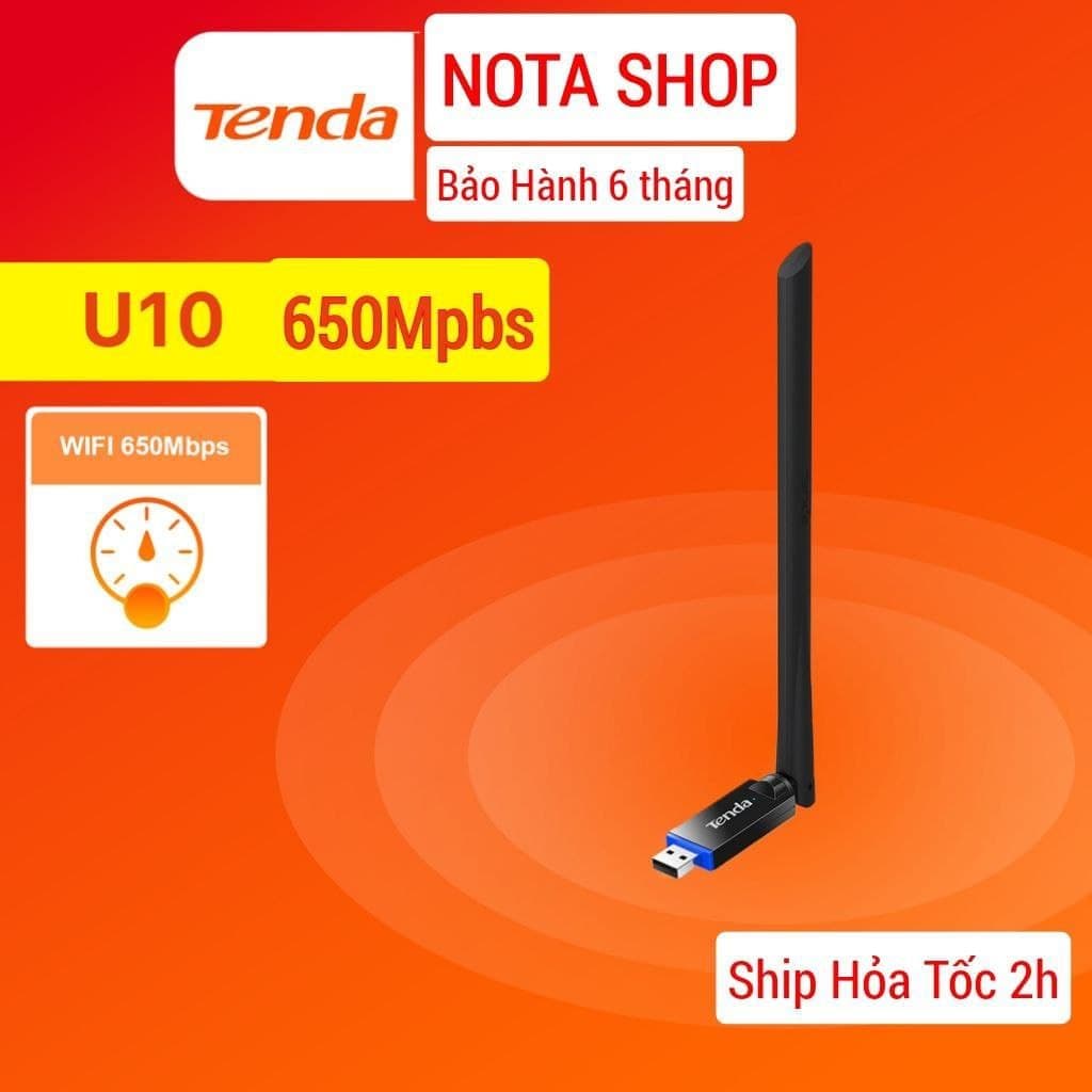 [BH 6 TH - HỎA TỐC] USB WiFi TENDA U10 600Mbps - Thu sóng WiFi 5G hz cho Laptop PC máy bàn