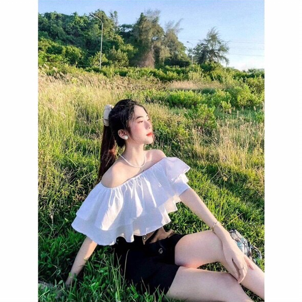 Set tiểu thư trễ vai, set chân váy đắp chéo phối áo trễ vai bèo, set váy sang chảnh mặc đi chơi