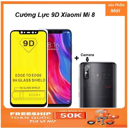Xiaomi mi 8 kính cường lực full màn hình full keo & cường lực camera xiaomi mi8