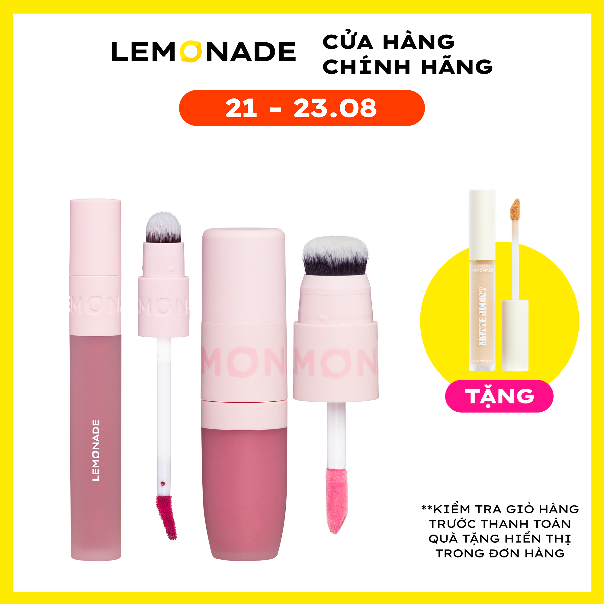 Combo Má kem mịn lì thuần chay Lemonade Perfect Blush 8.5g và Son kem mịn lì thuần chay Lemonade Perfect Couple Lip 3.5g