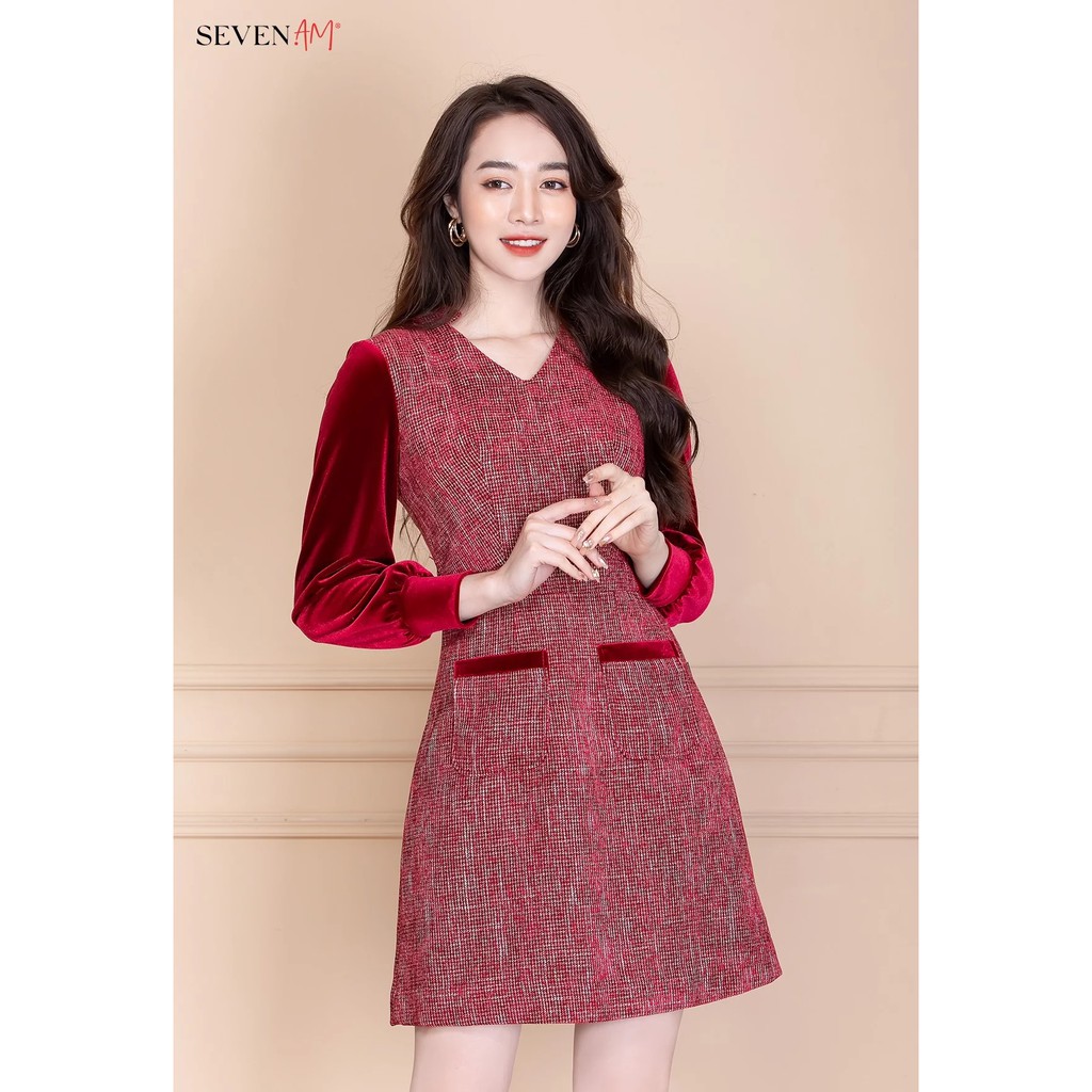 Đầm Nhung A phối tay túi nổi mã Y50630I