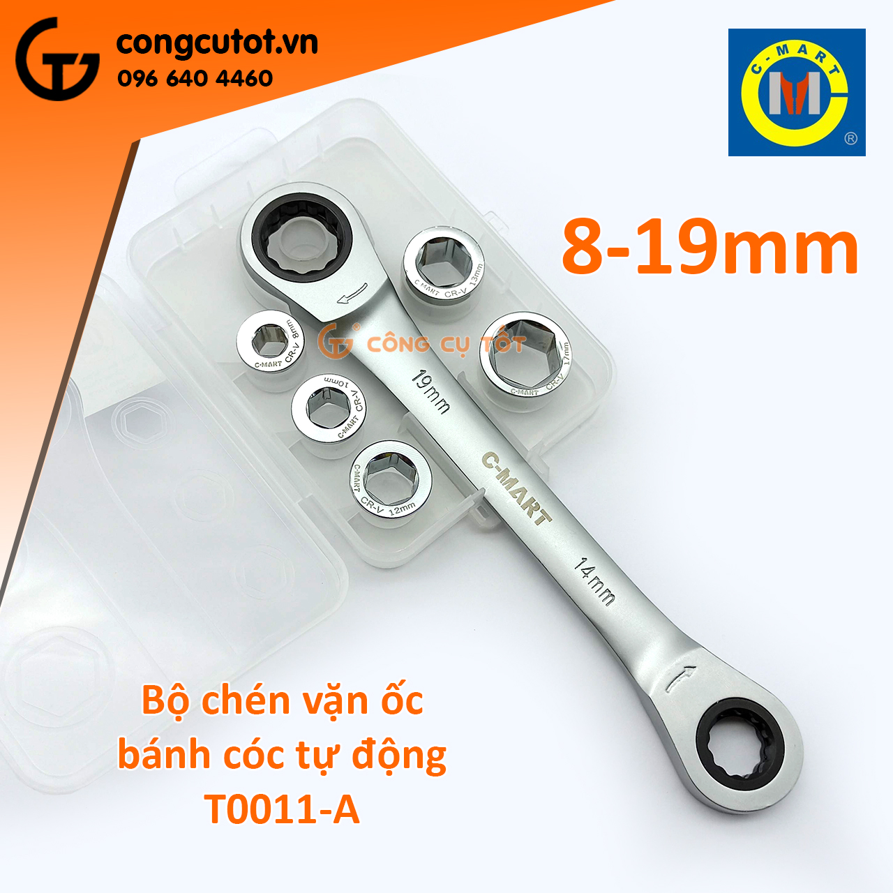 Bộ cờ lê tự động 2 đầu vòng C-mart T0011-A 8-19mm